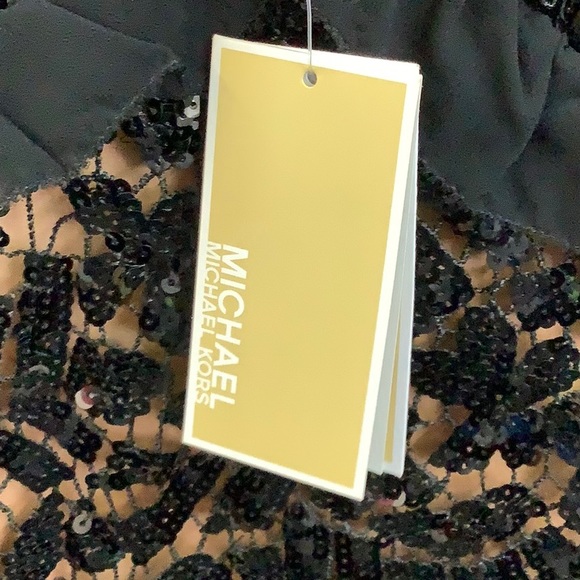 NWT- Michael Kors Sequined Lace Ruffle Dress - Picture 7 of 7